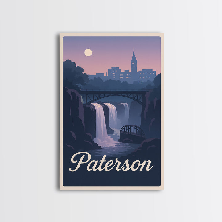 Paterson Travel Poster, Framed Canvas Print, Mid Century City Wall Art, Paterson Poster Print, Travel Poster Set, Gift For Travelers