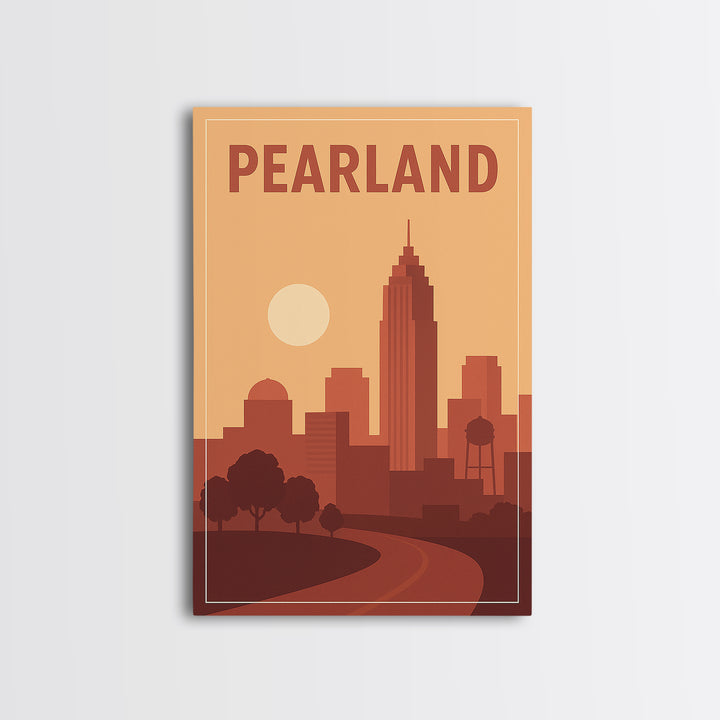 Pearland Travel Poster, Canvas Print, Mid Century City Wall Art, Pearland City Art, Vintage City Art, Retro Travel Print, Travel Art Print
