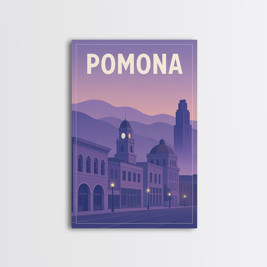 Pomona California Travel Poster, Canvas Print, Classic Travel Poster Art, Pomona City Art, Wall Art, Wanderlust Decor, City Art Print