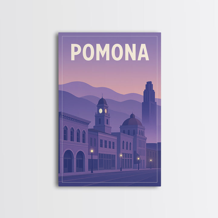 Pomona California Travel Poster, Canvas Print, Classic Travel Poster Art, Pomona City Art, Wall Art, Wanderlust Decor, City Art Print