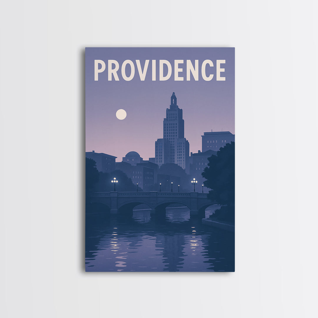 Providence Rhode Island Travel Poster, Canvas Print, Classic Poster Art, Providence Travel Art, Retro Travel Print, Gift For Travelers