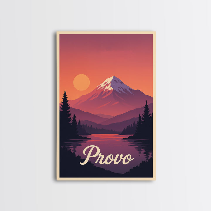 Provo Utah Travel Poster, Canvas Print, Vintage Travel Poster Art, Provo Wall Art, City Travel Prints, Fine Art Print, Retro Travel Print