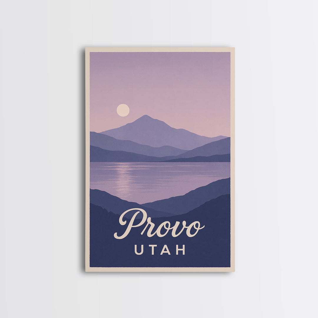 Provo Travel Poster, Framed Canvas Print, Classic Travel Poster Art, Provo Poster Print, Vintage City Art, Vintage Travel Art, Wall Art