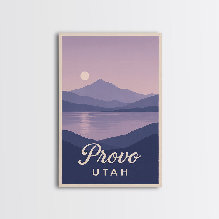 Provo Travel Poster, Framed Canvas Print, Classic Travel Poster Art, Provo Poster Print, Vintage City Art, Vintage Travel Art, Wall Art
