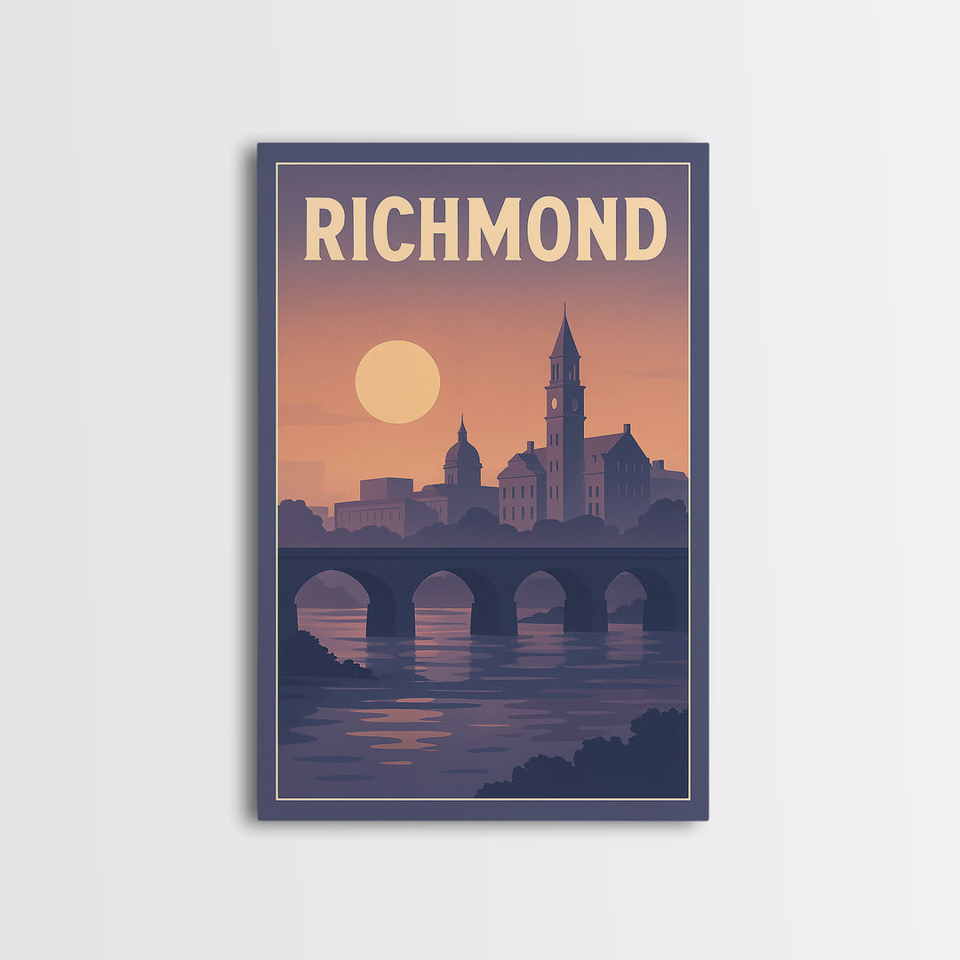 Richmond Travel Poster, Canvas Print, Classic Travel Poster Art, Richmond Travel Art, Modern Wall Decor, Living Room Wall Art, Design 2