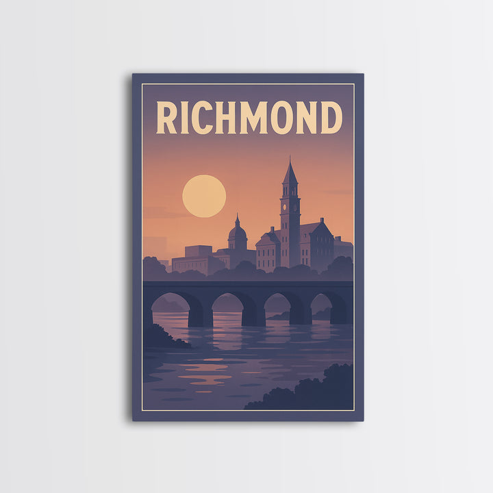 Richmond Travel Poster, Canvas Print, Classic Travel Poster Art, Richmond Travel Art, Modern Wall Decor, Living Room Wall Art, Design 2