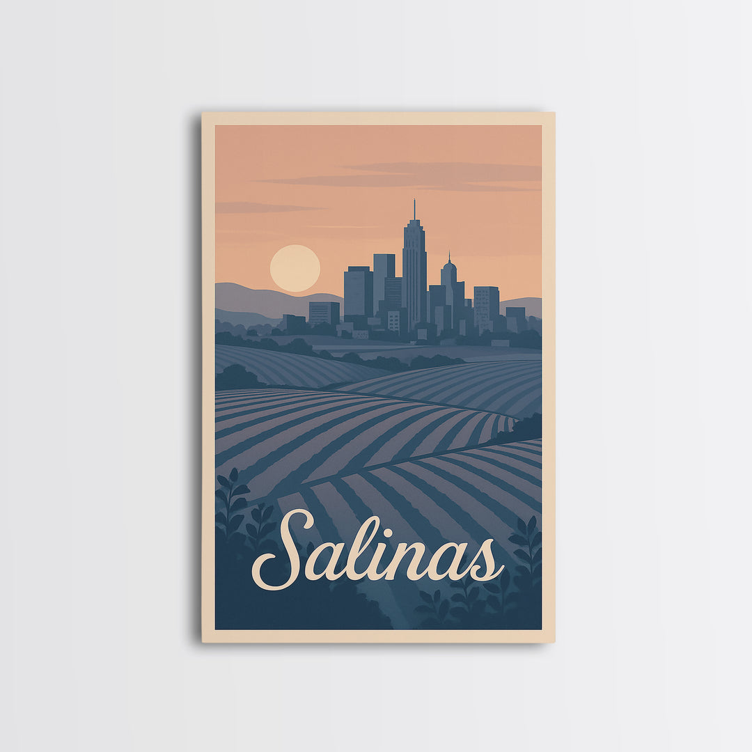Salinas Travel Poster, Framed Canvas Print, Vintage Travel Poster Art, Salinas Wall Art, Travel Poster Art, Travel Poster Set, Wall Art