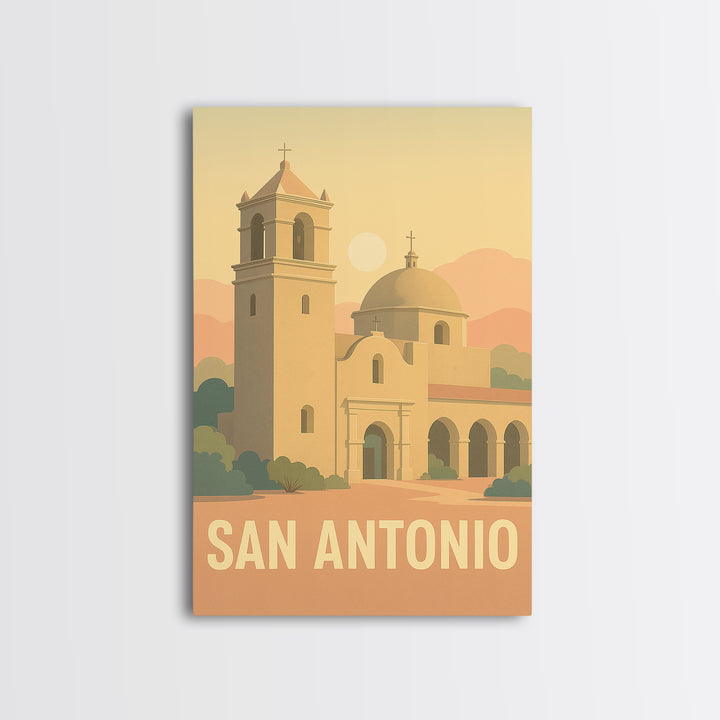 San Antonio Travel Poster, Canvas Print, Mid Century City Wall Art, San Antonio City Art, Vintage City Art, Retro Travel Print