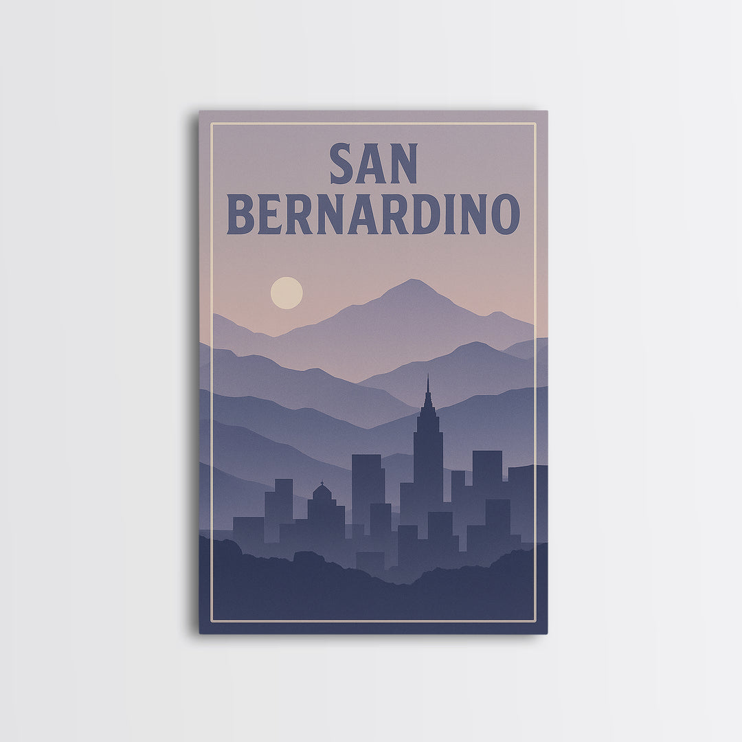 San Bernardino California Travel Poster, Canvas Print, Mid Century City Wall Art, San Bernardino Travel Art, Modern Wall Decor, Wall Art