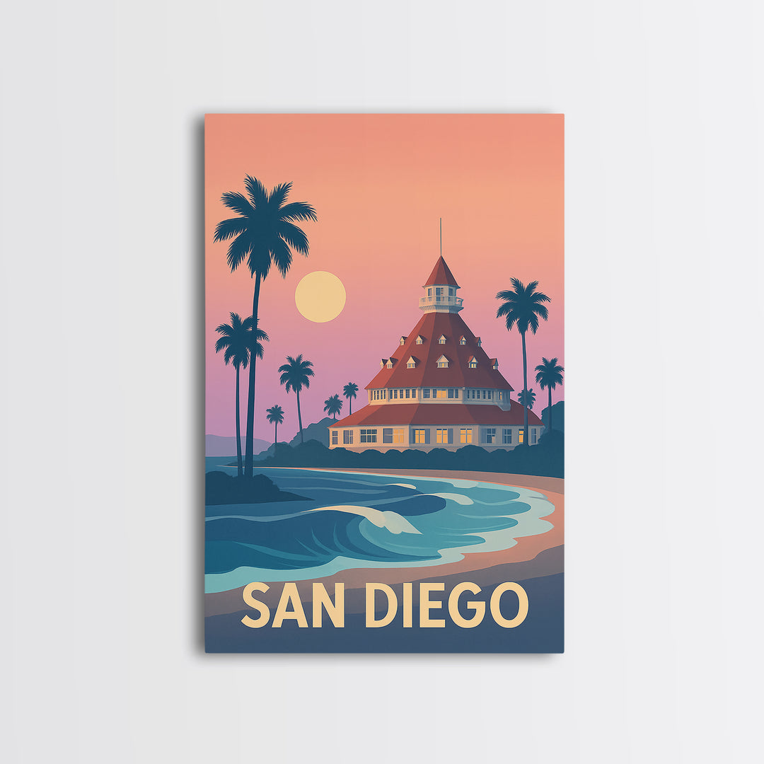 San Diego California Travel Poster, Canvas Print, Classic Travel Poster Art, San Diego Travel Art, Vintage Travel Print, Travel Poster Art