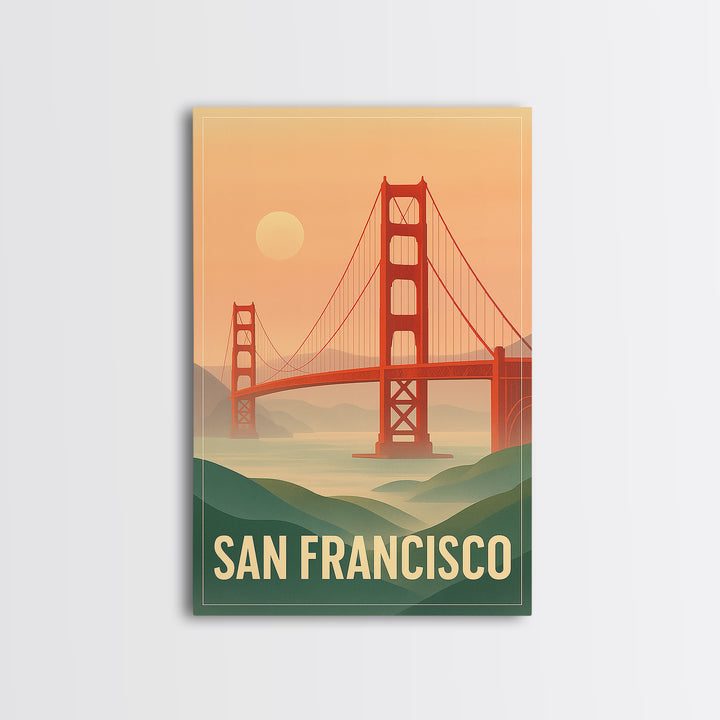 San Francisco California Travel Poster, Canvas Print, Retro Sunset Skyline Art, San Francisco Travel Art, City Illustration, Fine Art Print