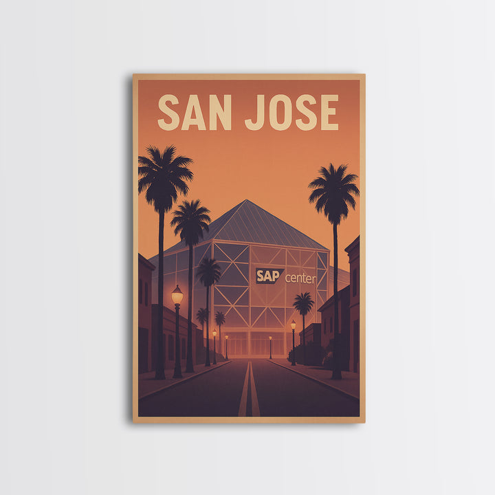 San Jose Travel Poster, Framed Canvas Print, Mid Century City Wall Art, San Jose Art Print, Wanderlust Decor, Gift For Travelers