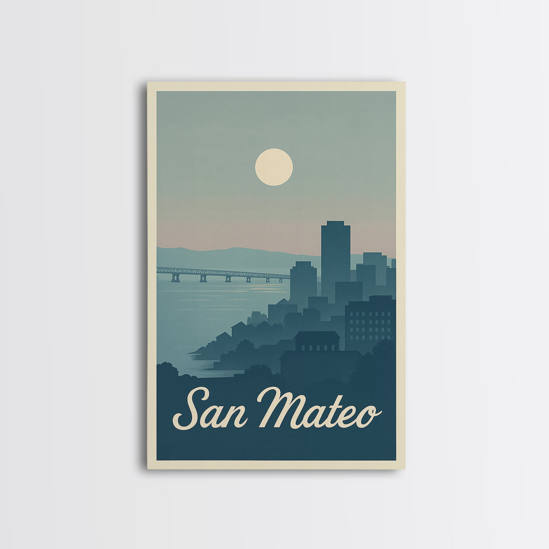 San Mateo Travel Poster, Canvas Print, Vintage Travel Poster Art, San Mateo Wall Art, Vintage Travel Print, Vintage City Poster