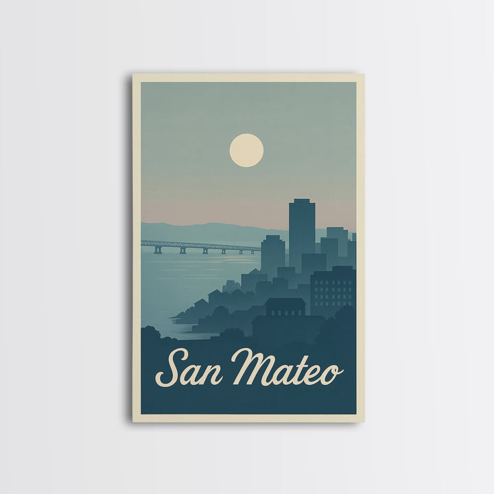 San Mateo Travel Poster, Canvas Print, Vintage Travel Poster Art, San Mateo Wall Art, Vintage Travel Print, Vintage City Poster