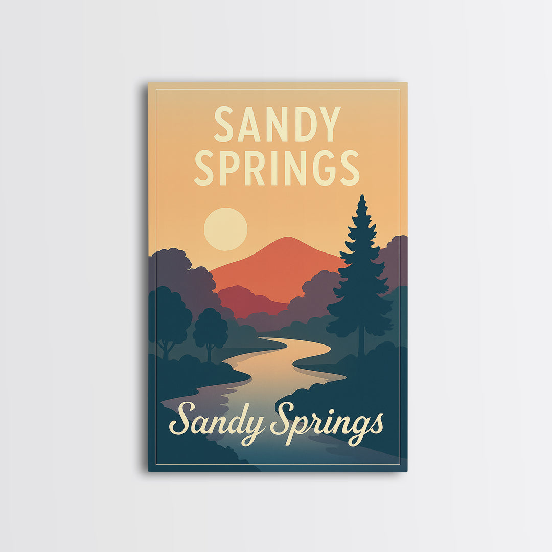 Sandy Springs Georgia Travel Poster, Canvas Print, Mid Century City Wall Art, Sandy Springs Travel Art, Travel Wall Decor, Travel Art Print
