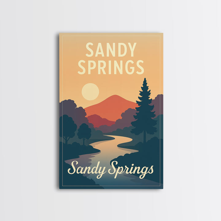 Sandy Springs Georgia Travel Poster, Canvas Print, Mid Century City Wall Art, Sandy Springs Travel Art, Travel Wall Decor, Travel Art Print
