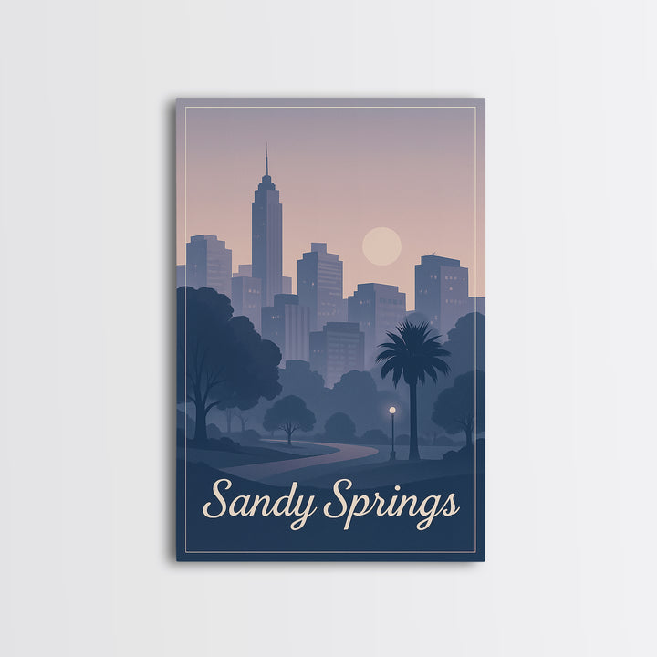 Sandy Springs Travel Poster, Framed Canvas Print, Classic Travel Poster Art, Sandy Springs Travel Art, City Art Print, Travel Poster Art
