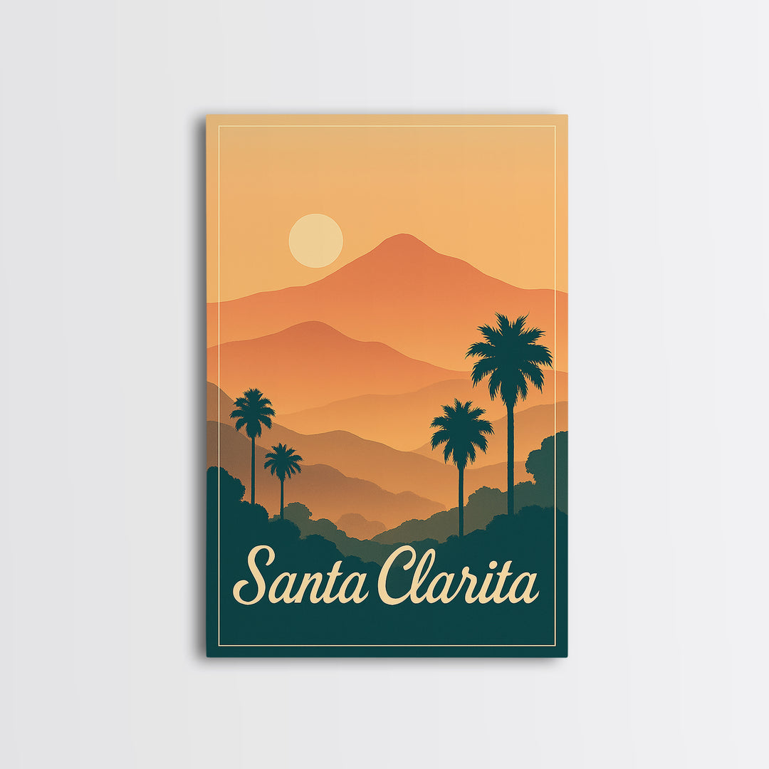 Santa Clarita California Travel Poster, Canvas Print, Classic Travel Poster Art, Santa Clarita Wall Art, Modern Wall Decor, Wall Decor