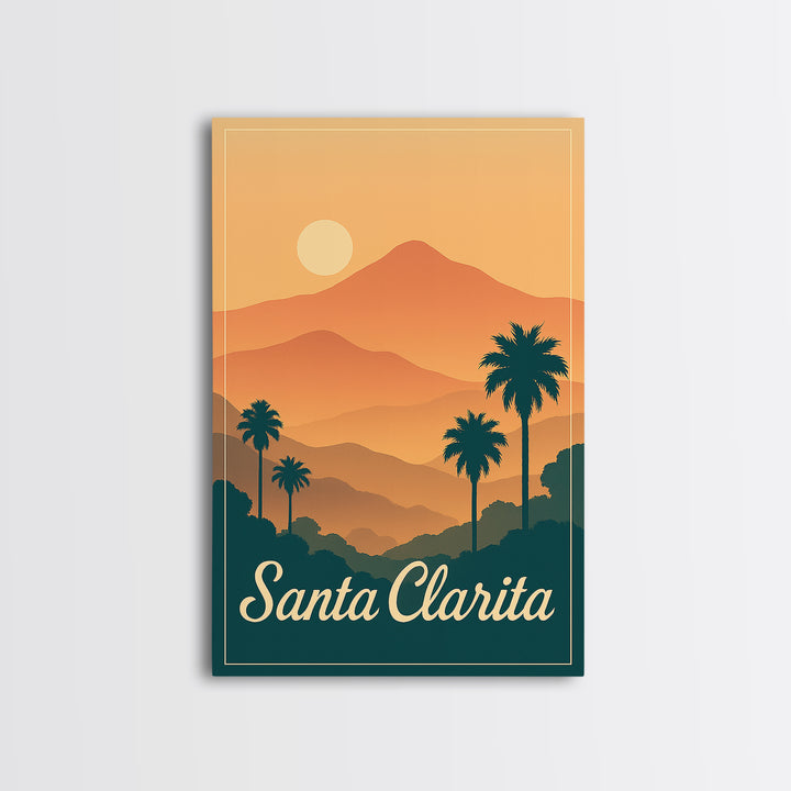 Santa Clarita California Travel Poster, Canvas Print, Classic Travel Poster Art, Santa Clarita Wall Art, Modern Wall Decor, Wall Decor