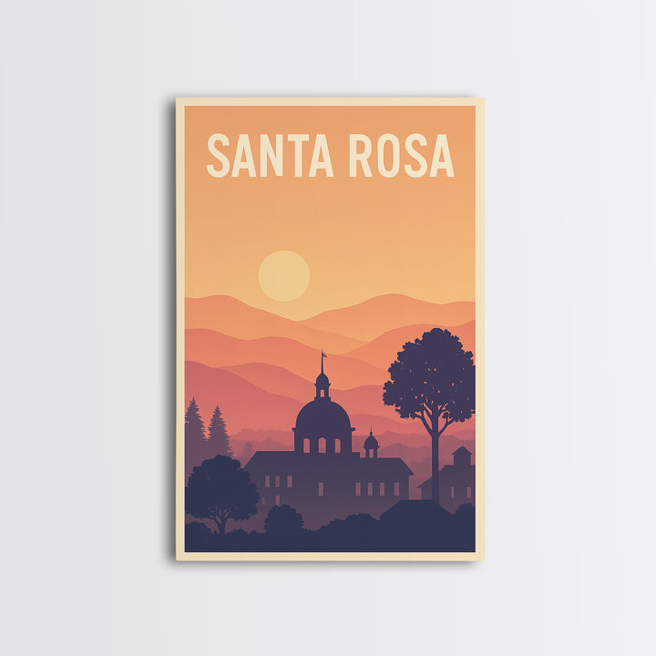 Santa Rosa Travel Poster, Framed Canvas Print, Classic Travel Poster Art, Santa Rosa City Art, Travel Art Print, Fine Art Print