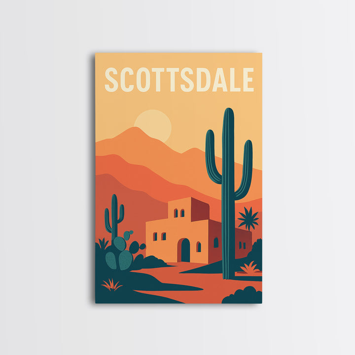 Scottsdale Travel Poster, Canvas Print, Vintage Travel Poster Art, Scottsdale Poster Print, Vintage City Poster, Fine Art Print