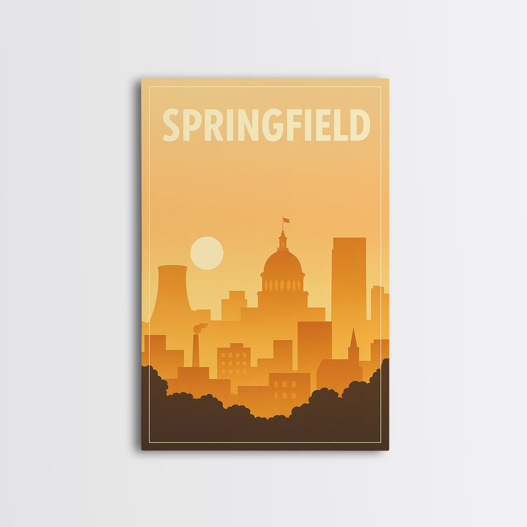 Sprinfield Travel Poster, Canvas Print, Classic Travel Poster Art, Sprinfield Wall Art, City Illustration, Vintage Travel Art, Wall Art