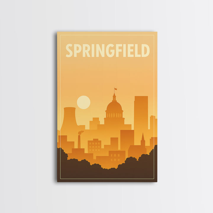 Sprinfield Travel Poster, Canvas Print, Classic Travel Poster Art, Sprinfield Wall Art, City Illustration, Vintage Travel Art, Wall Art