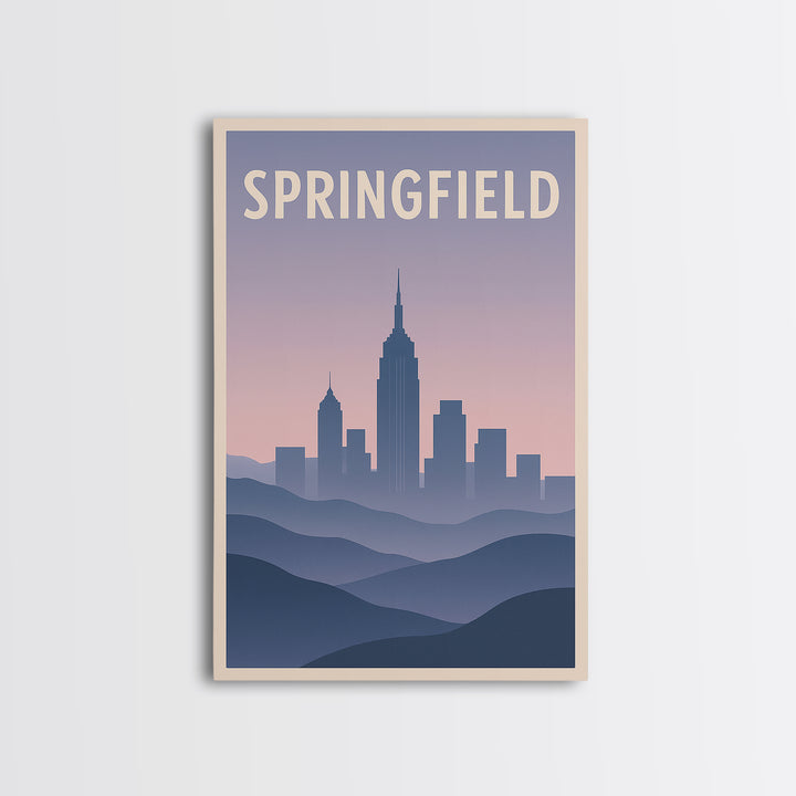 Springfield Travel Poster, Canvas Print, Mid Century City Wall Art, Springfield City Art, Retro Travel Print, City Travel Prints