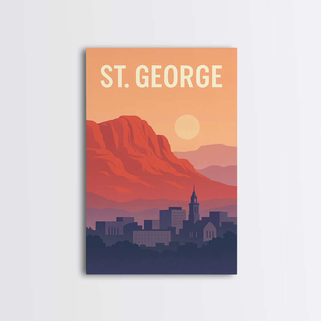 St George Utah Travel Poster, Canvas Print, Mid Century City Wall Art, St George Wall Art, City Travel Prints, Travel Art Print, Art Print