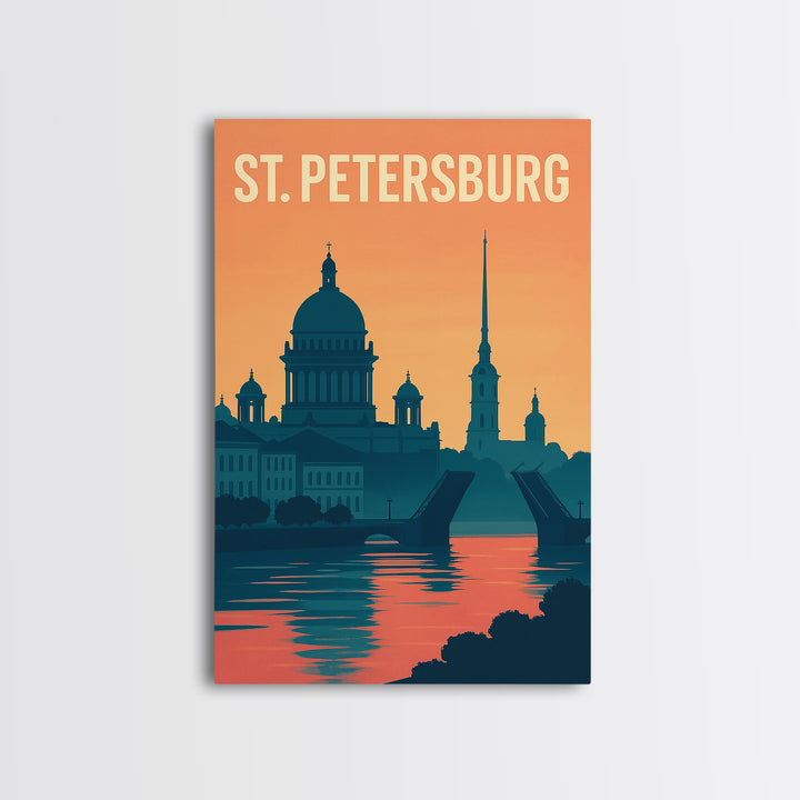 St Petersburg Travel Poster, Canvas Print, Classic Travel Poster Art, St Petersburg Wall Art, Fine Art Print, Travel Wall Art, Design 2