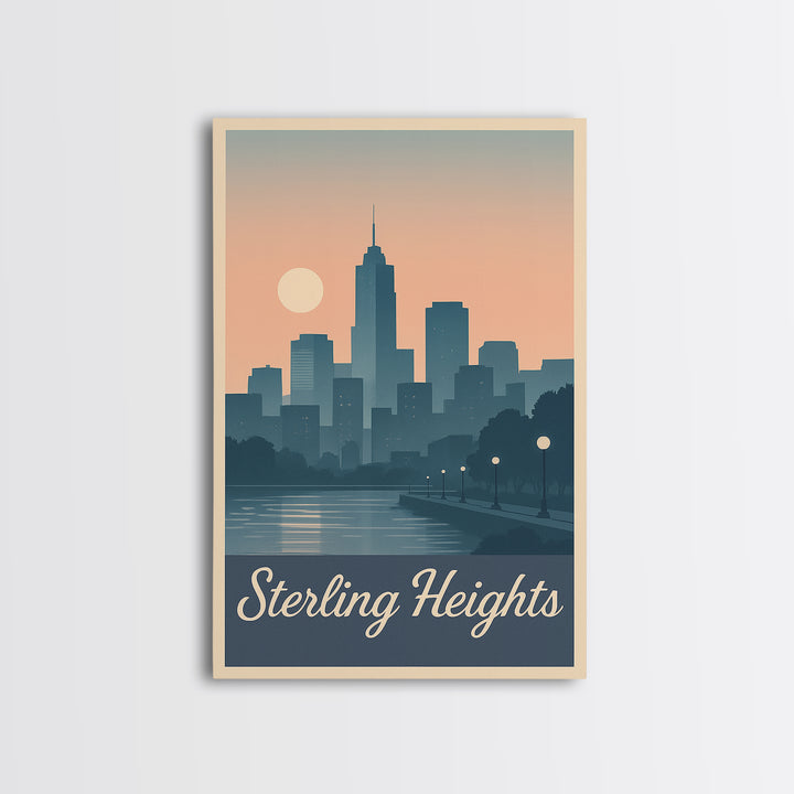 Sterling Heights Travel Poster, Canvas Print, Vintage Travel Poster Art, Sterling Heights Art Print, Travel Art Print, Gift For Travelers