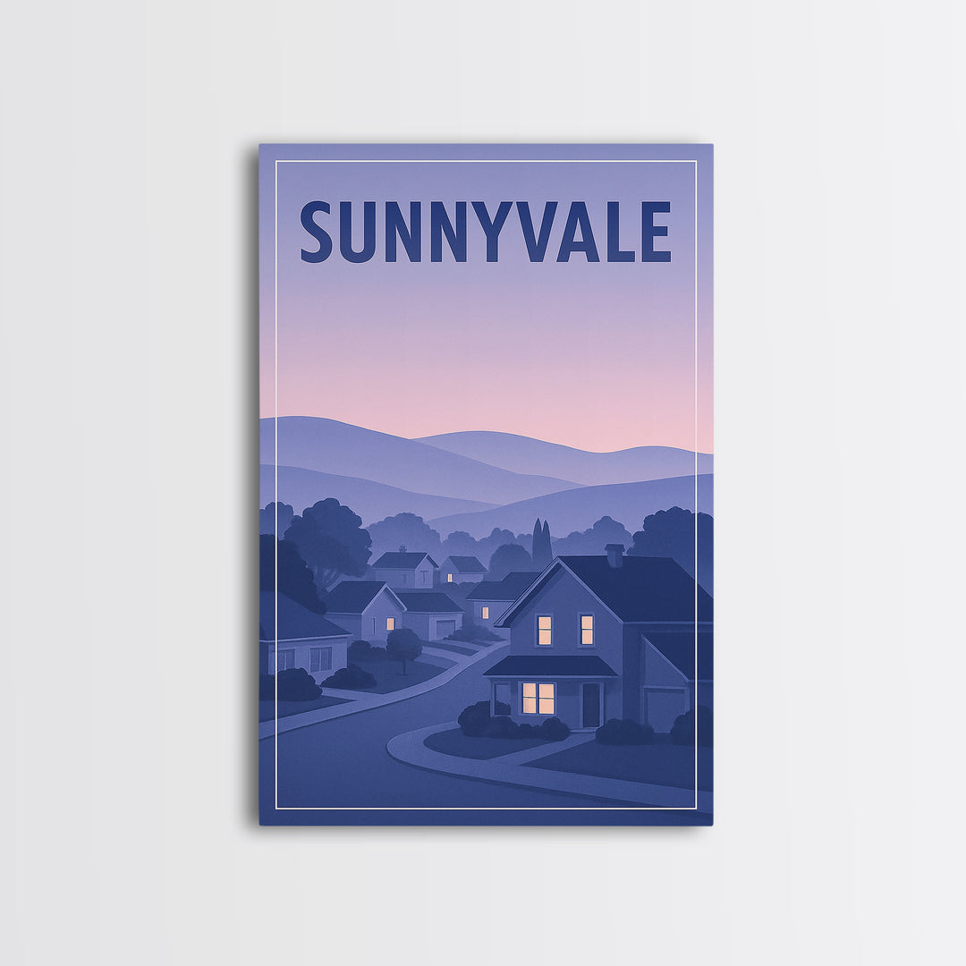 Sunnyvale California Travel Poster, Canvas Print, Retro Sunset Skyline Art, Sunnyvale Travel Art, Poster Art, Wall Decor, Poster Print