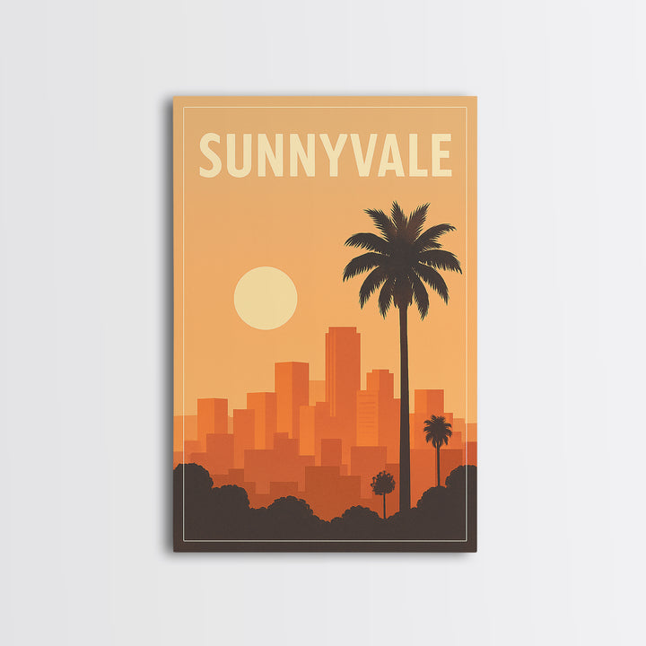Sunnyvale Travel Poster, Framed Canvas Print, Vintage Travel Poster Art, Sunnyvale Art Print, Gift For Travelers, Living Room Wall Art