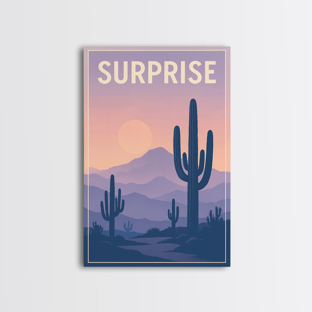 Surprise Arizona Travel Poster, Canvas Print, Mid Century City Wall Art, Surprise Travel Art, City Art Print, Fine Art Print, Travel Print