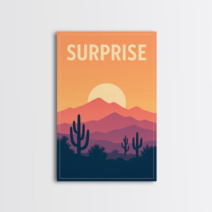 Surprise Travel Poster, Canvas Print, Classic Travel Poster Art, Surprise Art Print, Wanderlust Decor, Travel Art Print, Modern Wall Decor