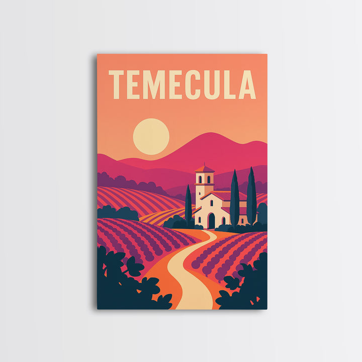 Temecula Travel Poster, Framed Canvas Print, Mid Century City Wall Art, Temecula Poster Print, Travel Art Print, Travel Poster Set