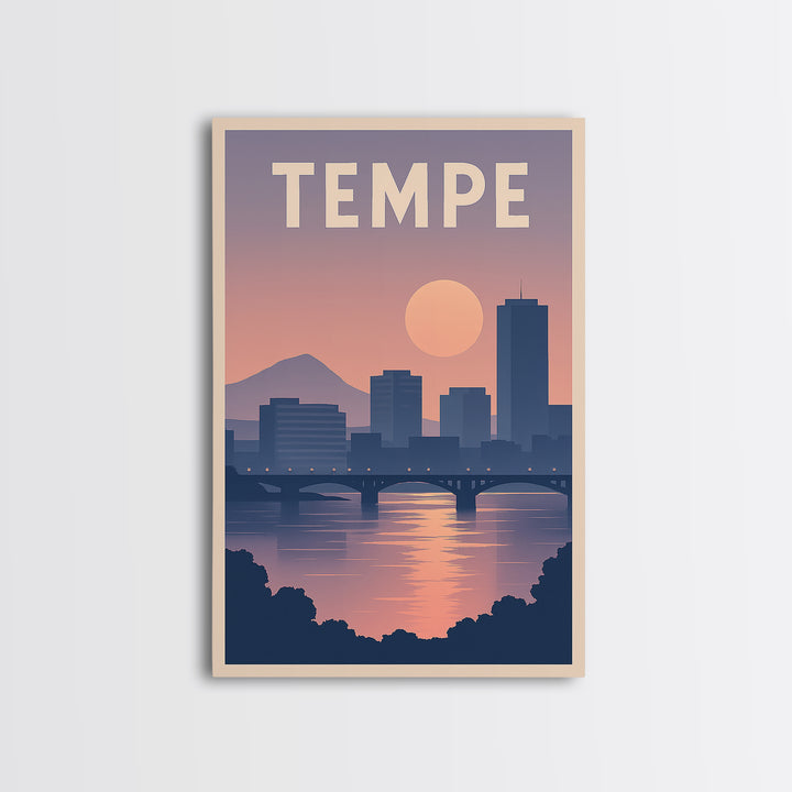 Tempe Arizona Travel Poster, Canvas Print, Mid Century City Wall Art, Tempe Travel Art, Travel Wall Art, City Poster, Gift For Travelers