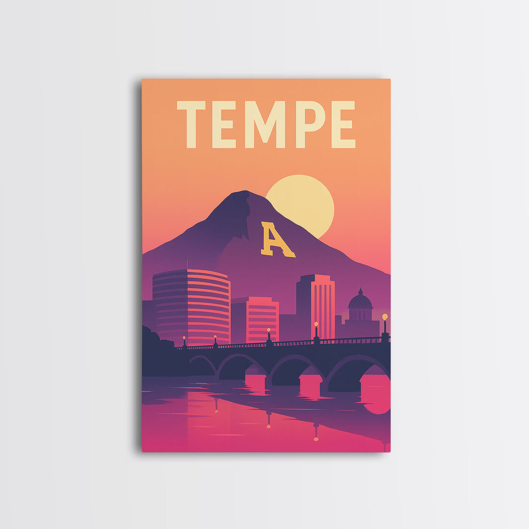 Tempe Travel Poster, Canvas Print, Vintage Travel Poster Art, Tempe Travel Art, Vintage City Art, Vintage Travel Print, City Art Print