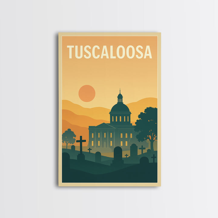 Tuscaloosa Travel Poster, Canvas Print, Vintage Travel Poster Art, Tuscaloosa Poster Print, Travel Wall Art, Vintage City Art, Design 2