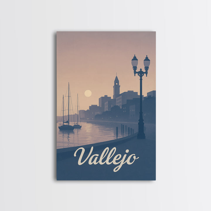 Vallejo Travel Poster, Canvas Print, Vintage Travel Poster Art, Vallejo City Art, Vintage City Art, City Illustration, Mid Century Wall Art