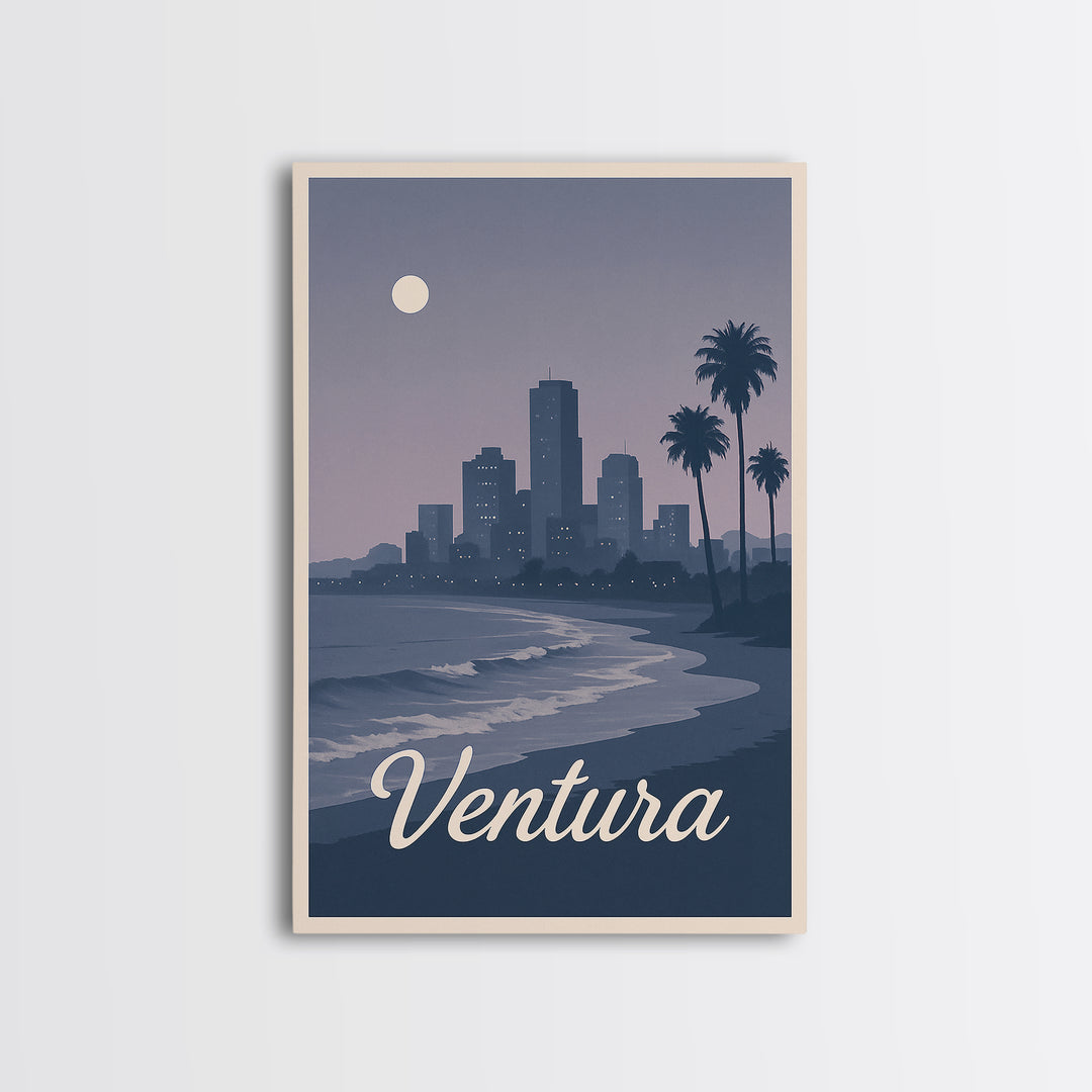 Ventura Travel Poster, Framed Canvas Print, Classic Travel Poster Art, Ventura City Art, Vintage Travel Art, Vintage Travel Print