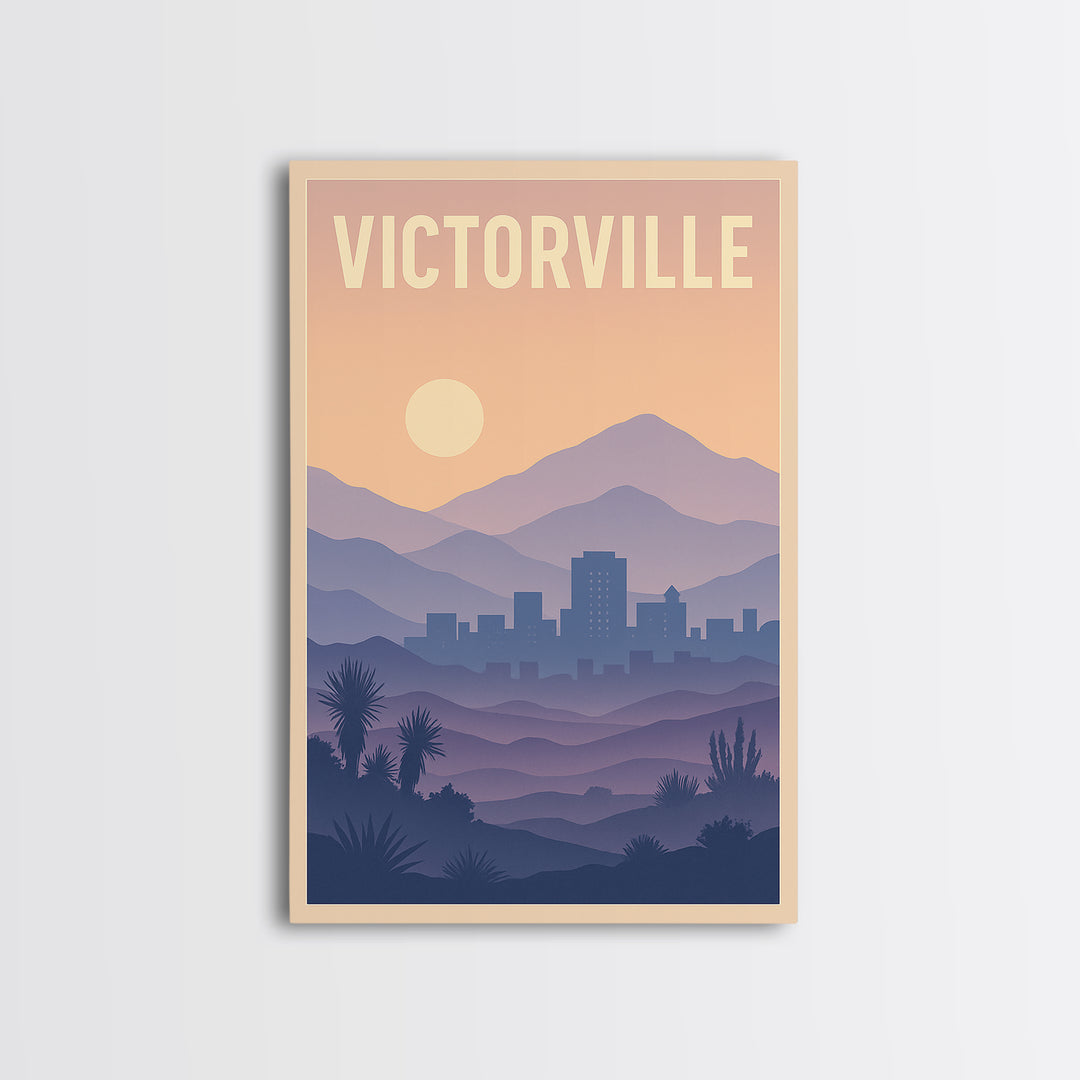 Victorville California Travel Poster, Canvas Print, Mid Century City Wall Art, Victorville Travel Art, Travel Poster Art, Watercolor Skyline