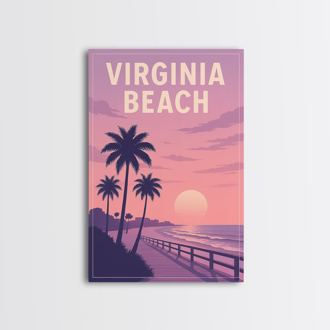 Virginia Beach Virginia Travel Poster, Canvas Print, Classic Travel Poster Art, Virginia Beach City Art, City Illustration, Fine Art Print