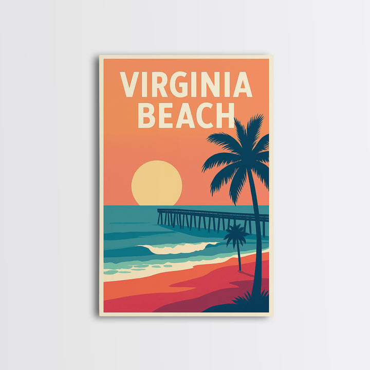 Virginia Beach Travel Poster, Canvas Print, Mid Century City Wall Art, Virginia Beach Art Print, Modern Wall Decor, Fine Art Print