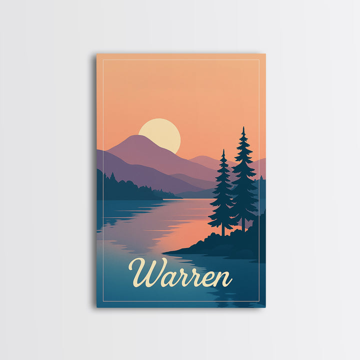 Warren Michigan Travel Poster, Framed Canvas Print, Mid Century City Wall Art, Warren City Art, Mid Century Wall Art, Vintage Travel Print