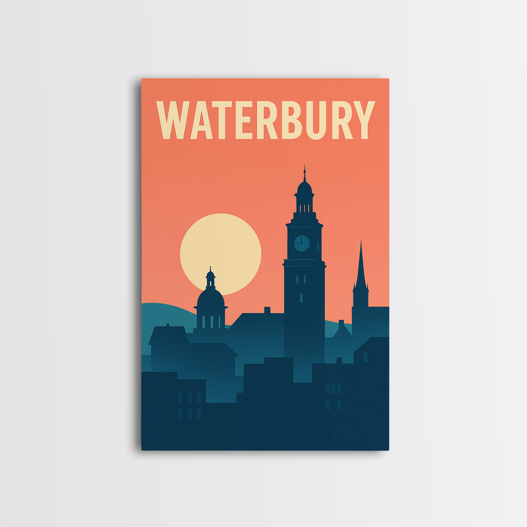 Waterbury Travel Poster, Canvas Print, Vintage Travel Poster Art, Waterbury Travel Art, Fine Art Print, Vintage Travel Print, Art Print