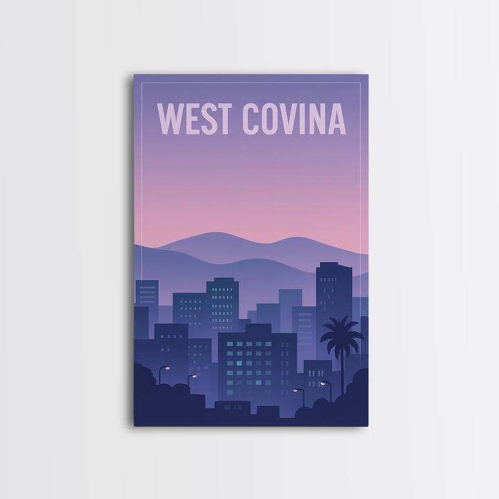 West Covina California Travel Poster, Canvas Print, Vintage Poster Art, West Covina Travel Art, City Illustration, Vintage City Poster