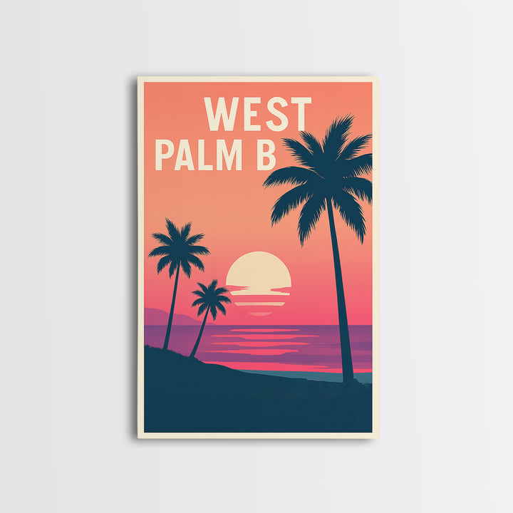 West Palm Beach Florida Travel Poster, Canvas Print, Vintage Travel Poster Art, West Palm Beach Art Print, City Art Print, Travel Poster Art