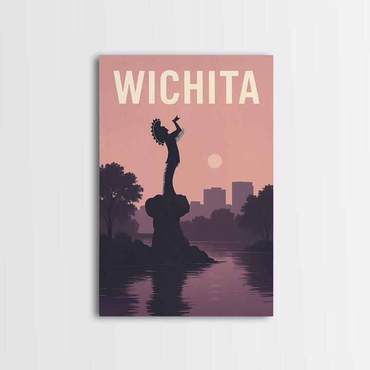 Wichita Kansas Travel Poster, Framed Canvas Print, Classic Travel Poster Art, Wichita Poster Print, Travel Poster Art, Travel Wall Decor