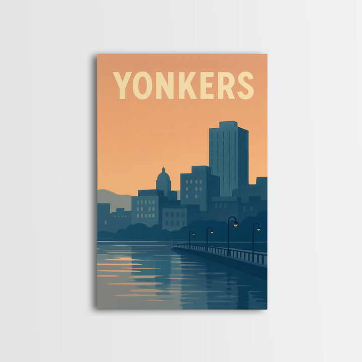 Yonkers New York Travel Poster, Framed Canvas Print, Mid Century City Wall Art, Yonkers Wall Art, Travel Poster Art, Retro Travel Print